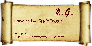 Mancheim Gyöngyi névjegykártya